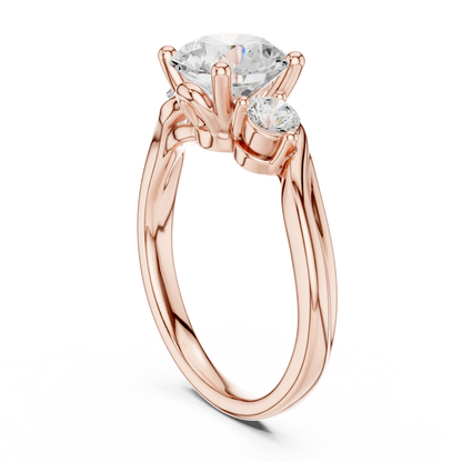 Round Three Stone Lab Grown Diamond Engagement Ring