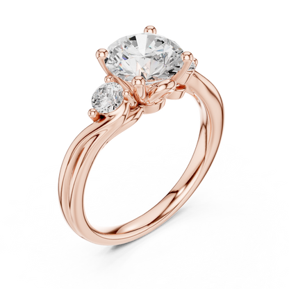 Round Three Stone Lab Grown Diamond Engagement Ring