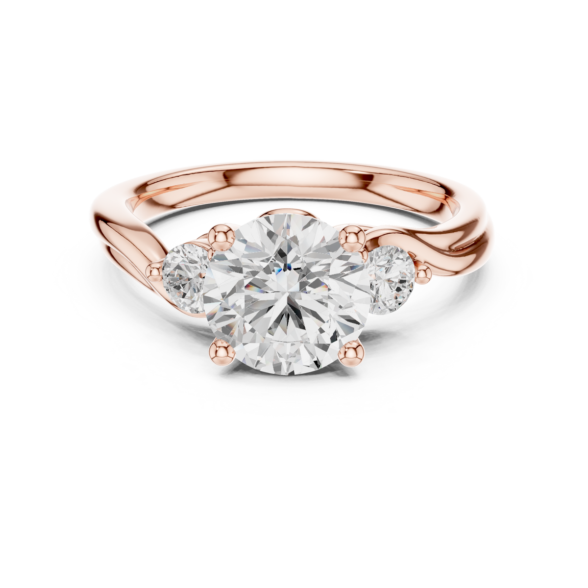 Round Three Stone Lab Grown Diamond Engagement Ring
