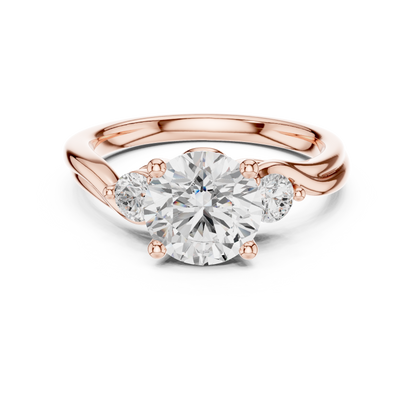 Round Three Stone Lab Grown Diamond Engagement Ring