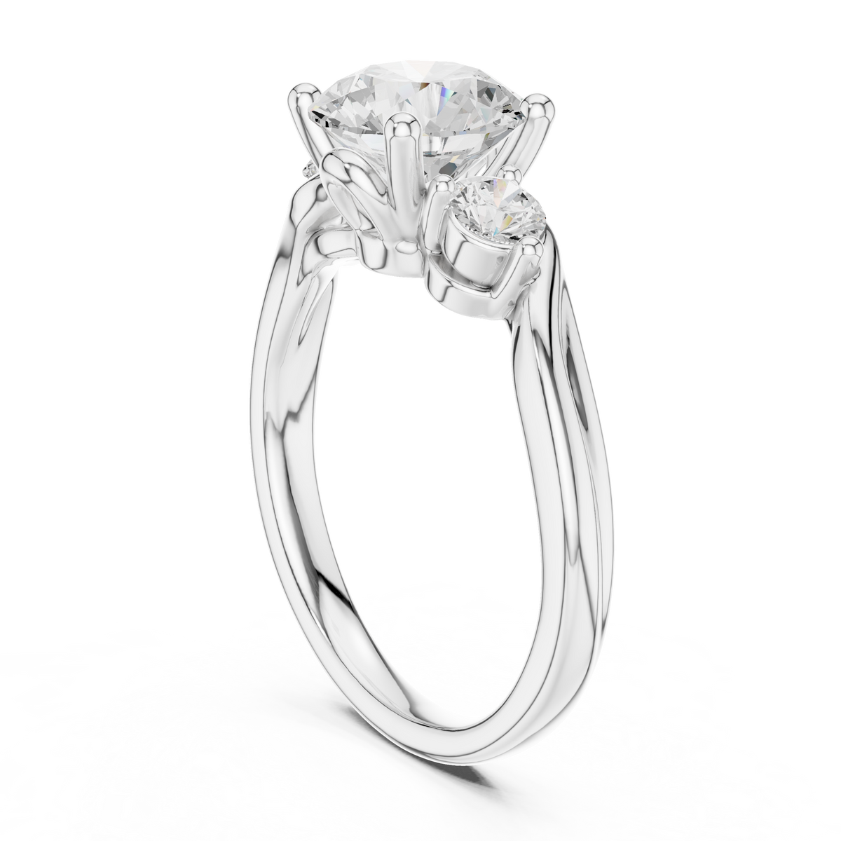 Round Three Stone Lab Grown Diamond Engagement Ring