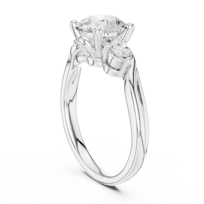 Round Three Stone Lab Grown Diamond Engagement Ring