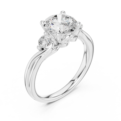 Round Three Stone Lab Grown Diamond Engagement Ring