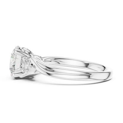 Round Three Stone Lab Grown Diamond Engagement Ring
