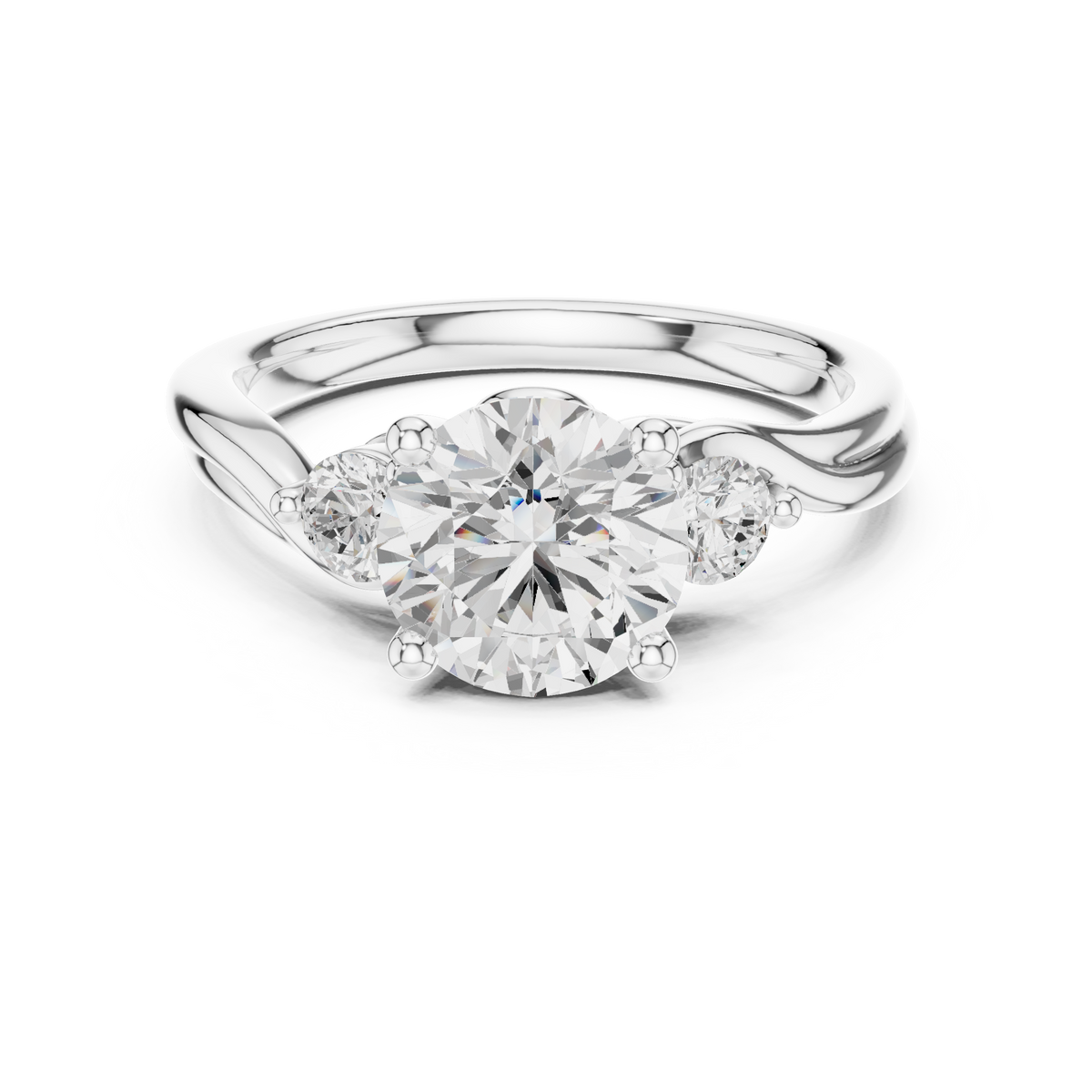 Round Three Stone Lab Grown Diamond Engagement Ring
