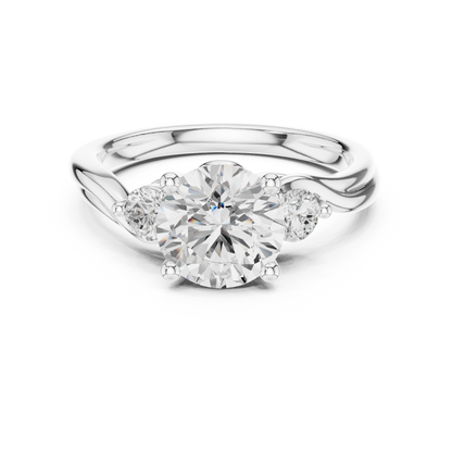 Round Three Stone Lab Grown Diamond Engagement Ring