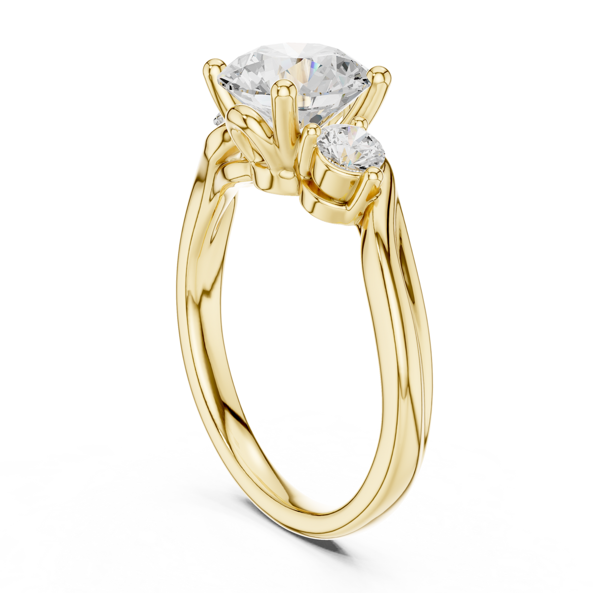 Round Three Stone Lab Grown Diamond Engagement Ring