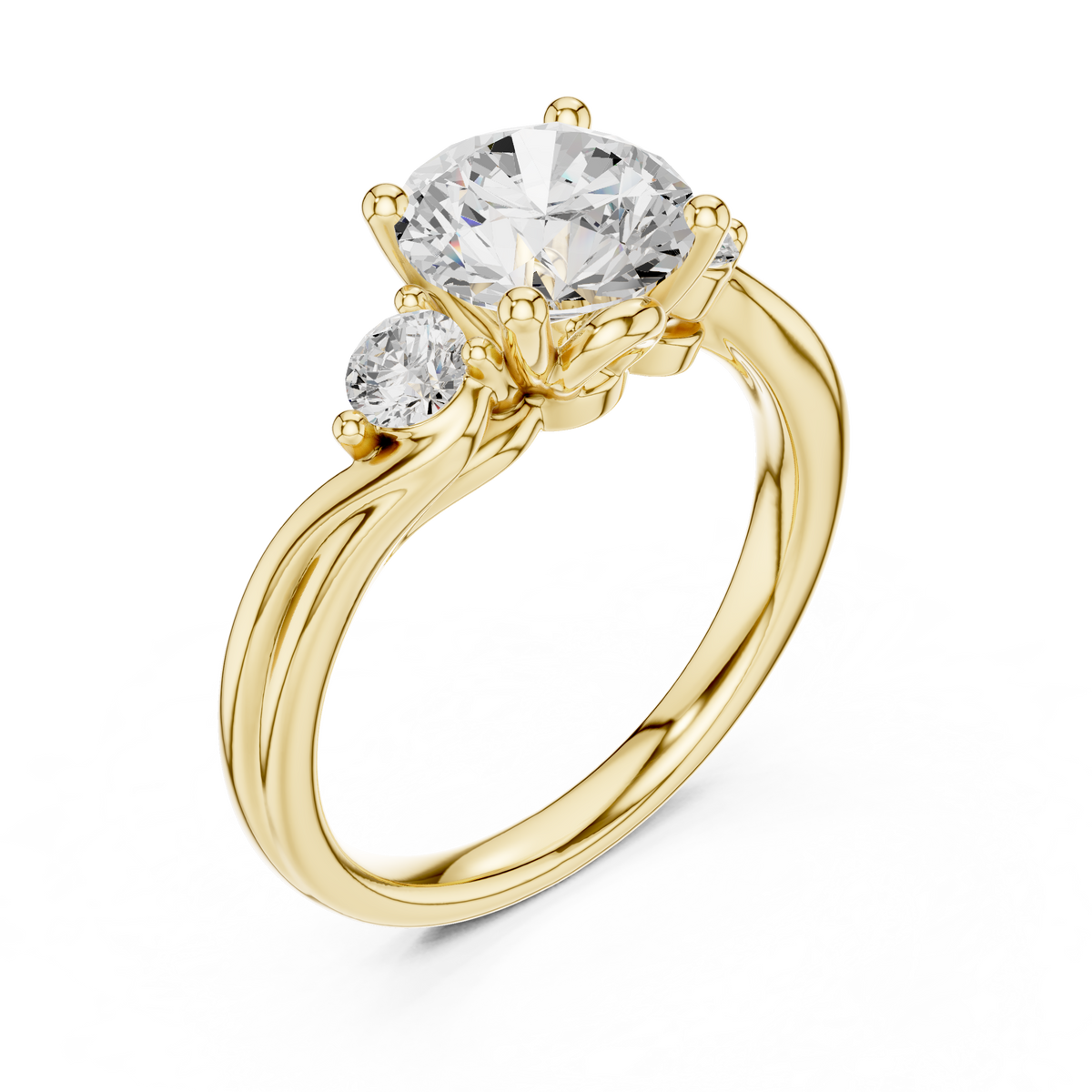 Round Three Stone Lab Grown Diamond Engagement Ring