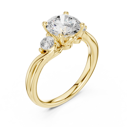 Round Three Stone Lab Grown Diamond Engagement Ring