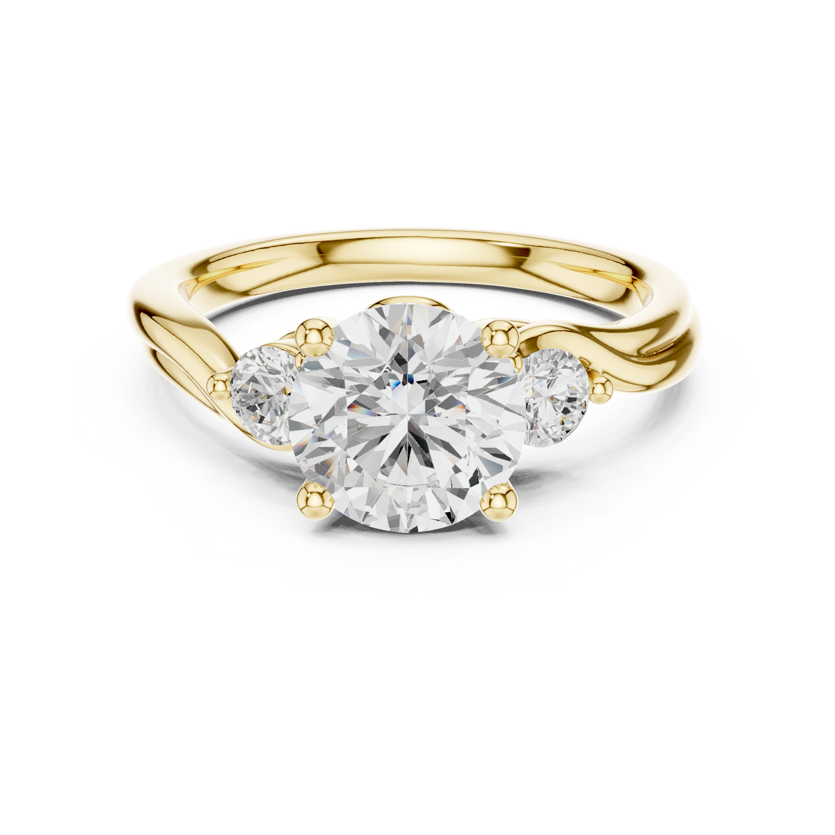 Round Three Stone Lab Grown Diamond Engagement Ring