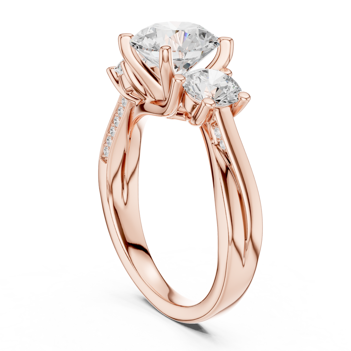 Round Three Stone Lab Grown Diamond Engagement Ring