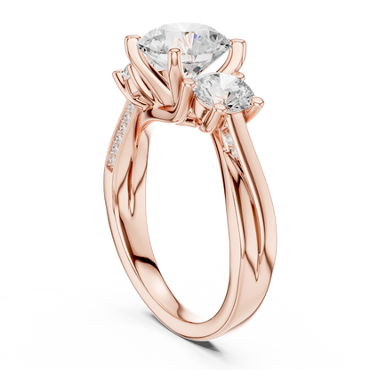 Round Three Stone Lab Grown Diamond Engagement Ring