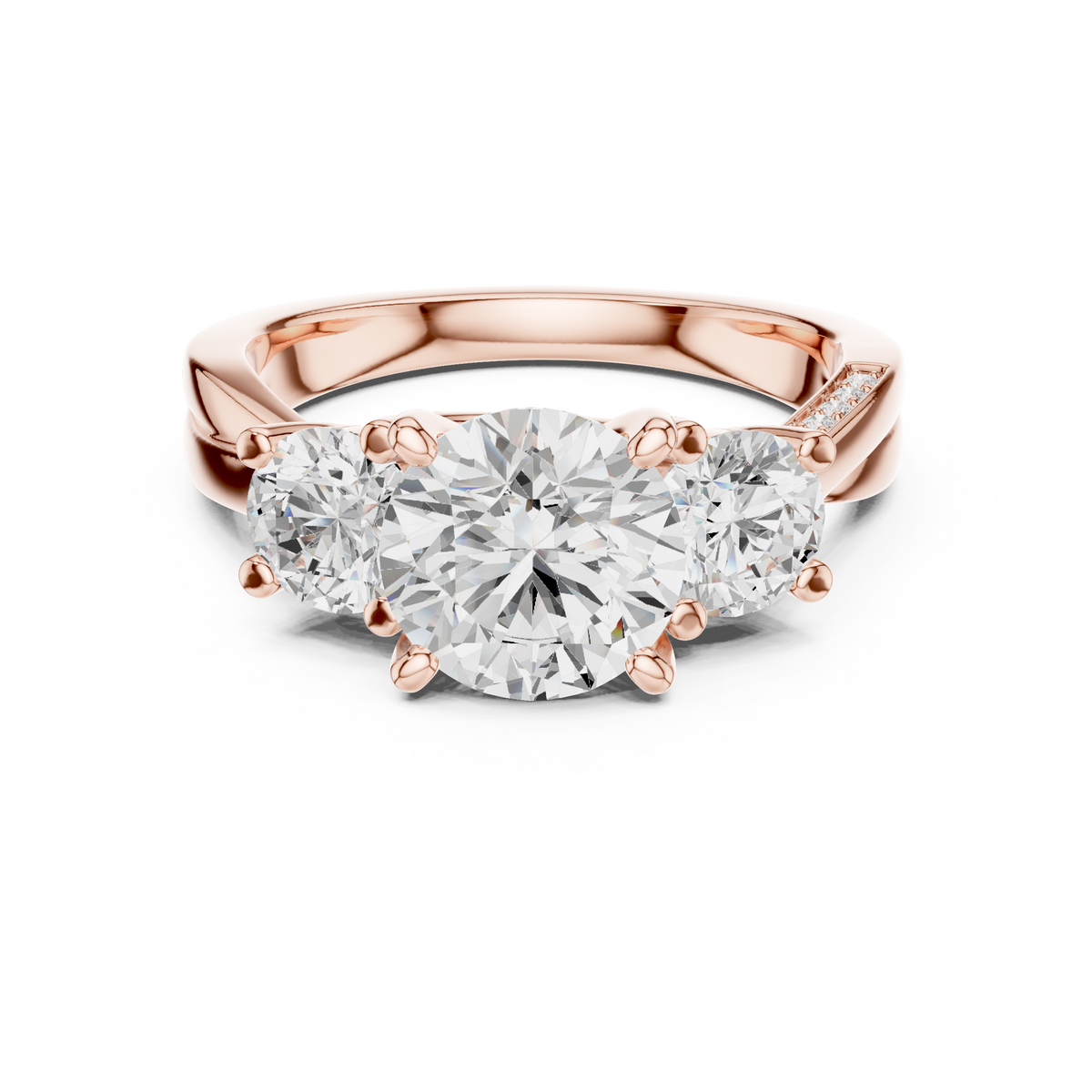 Round Three Stone Lab Grown Diamond Engagement Ring