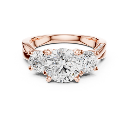 Round Three Stone Lab Grown Diamond Engagement Ring