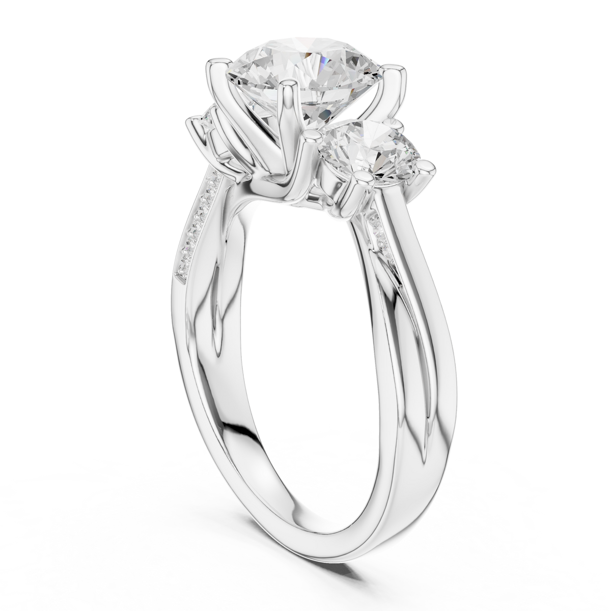 Round Three Stone Lab Grown Diamond Engagement Ring