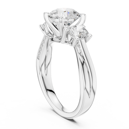 Round Three Stone Lab Grown Diamond Engagement Ring