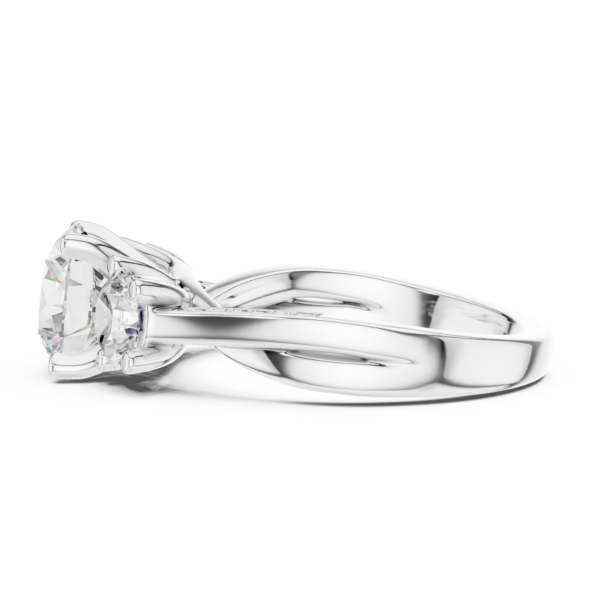 Round Three Stone Lab Grown Diamond Engagement Ring