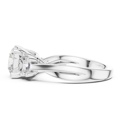 Round Three Stone Lab Grown Diamond Engagement Ring