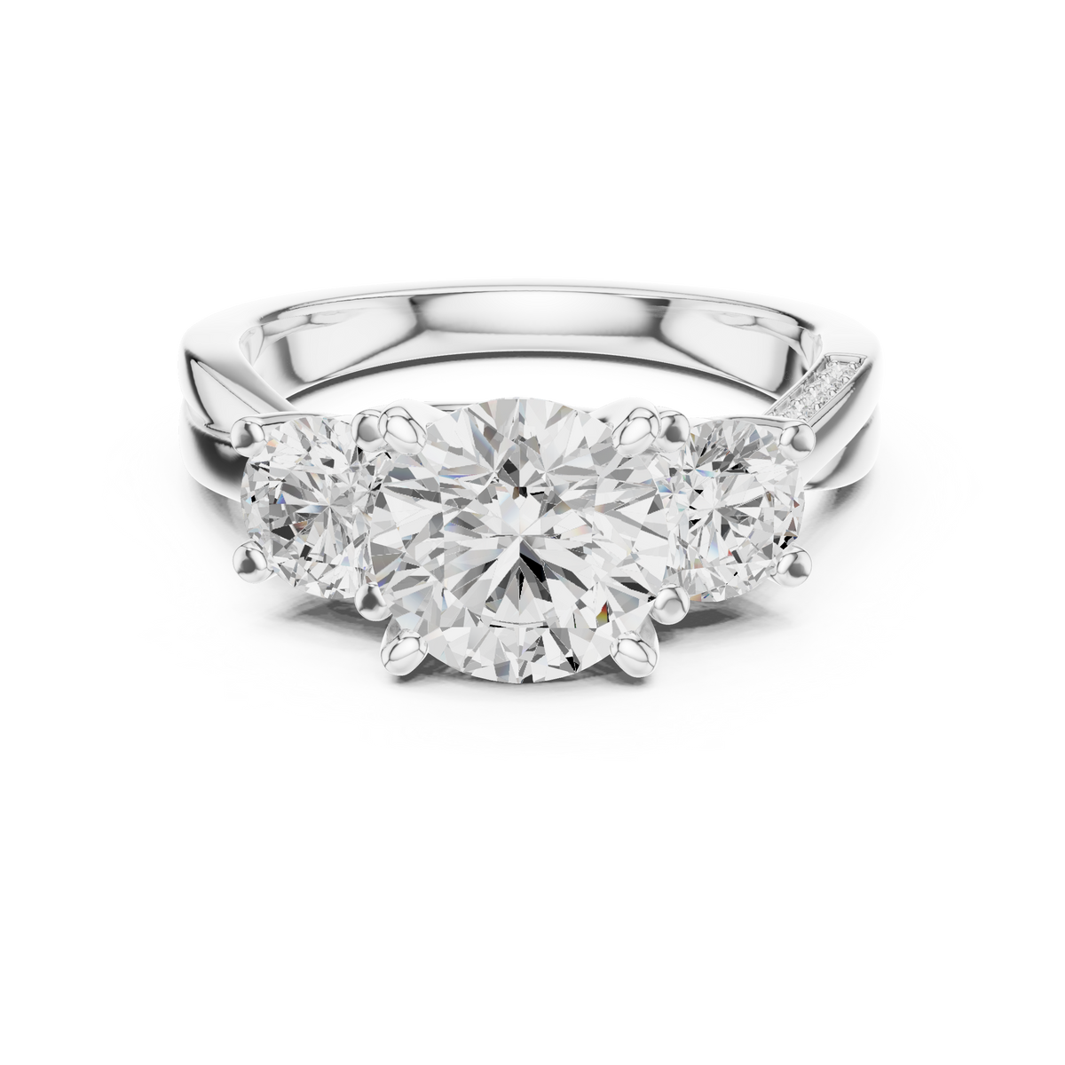Round Three Stone Lab Grown Diamond Engagement Ring