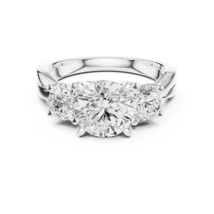 Round Three Stone Lab Grown Diamond Engagement Ring