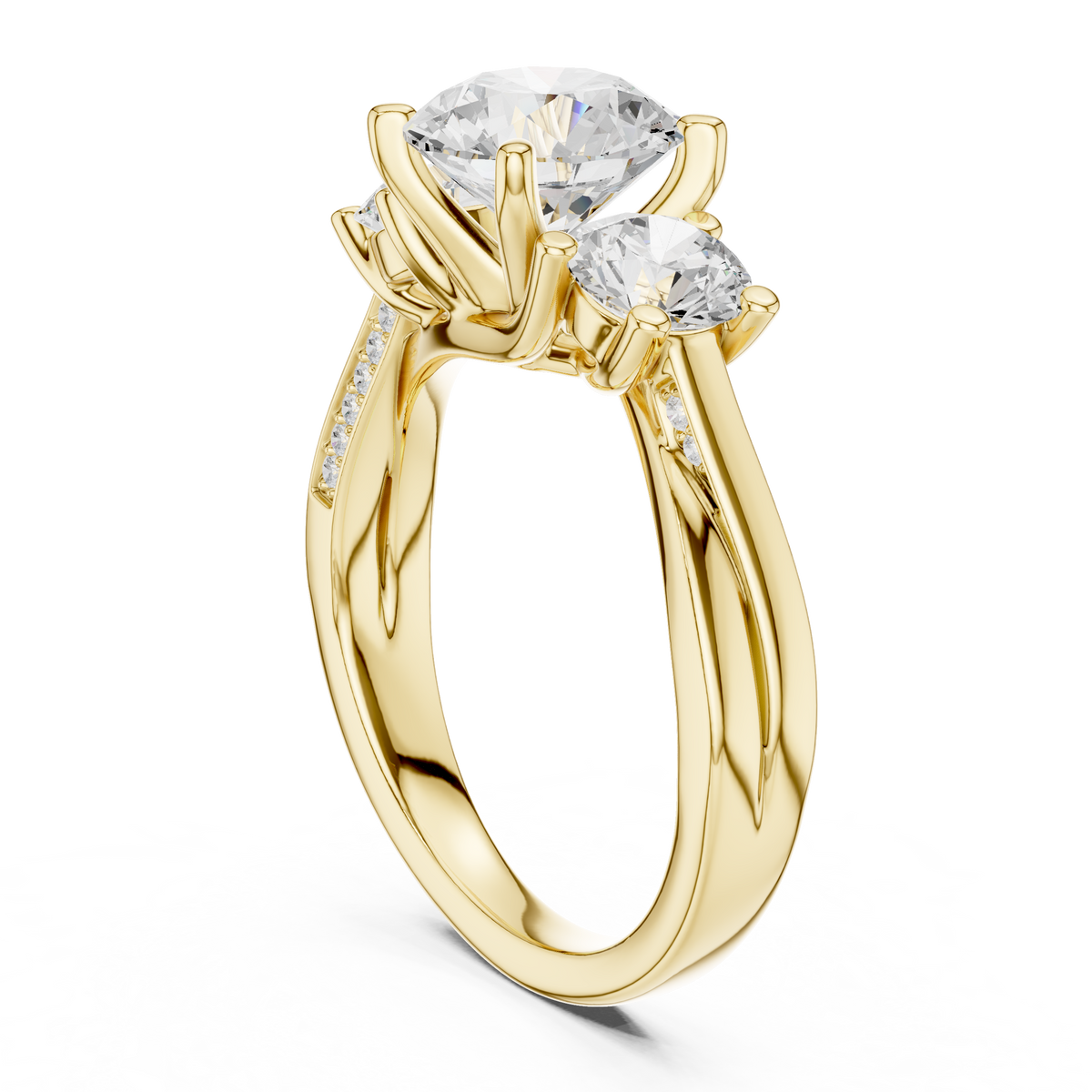 Round Three Stone Lab Grown Diamond Engagement Ring