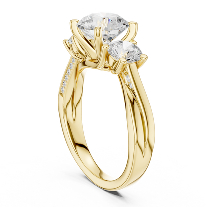 Round Three Stone Lab Grown Diamond Engagement Ring