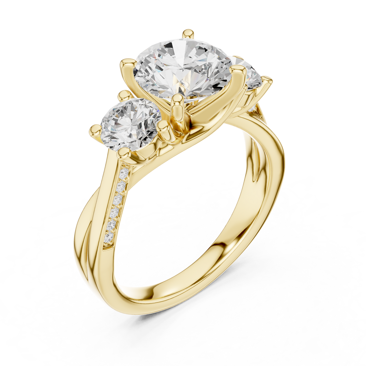 Round Three Stone Lab Grown Diamond Engagement Ring