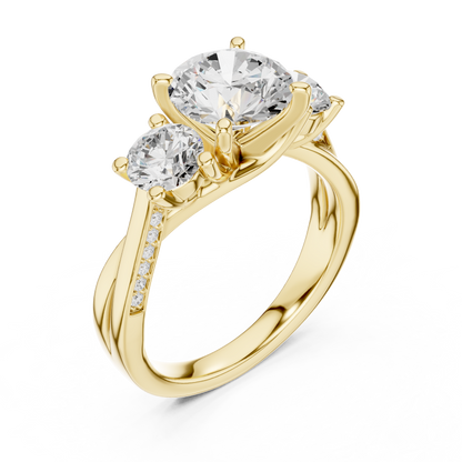 Round Three Stone Lab Grown Diamond Engagement Ring