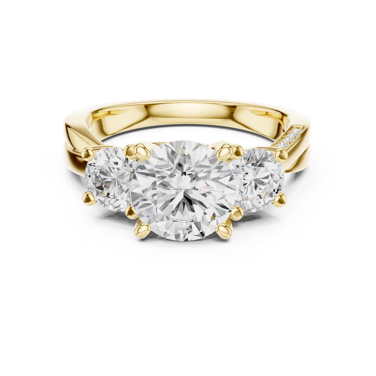 Round Three Stone Lab Grown Diamond Engagement Ring