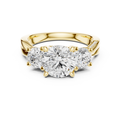 Round Three Stone Lab Grown Diamond Engagement Ring