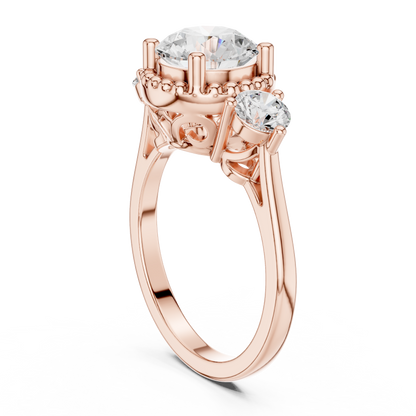 Round Three Stone Lab Grown Diamond Engagement Ring
