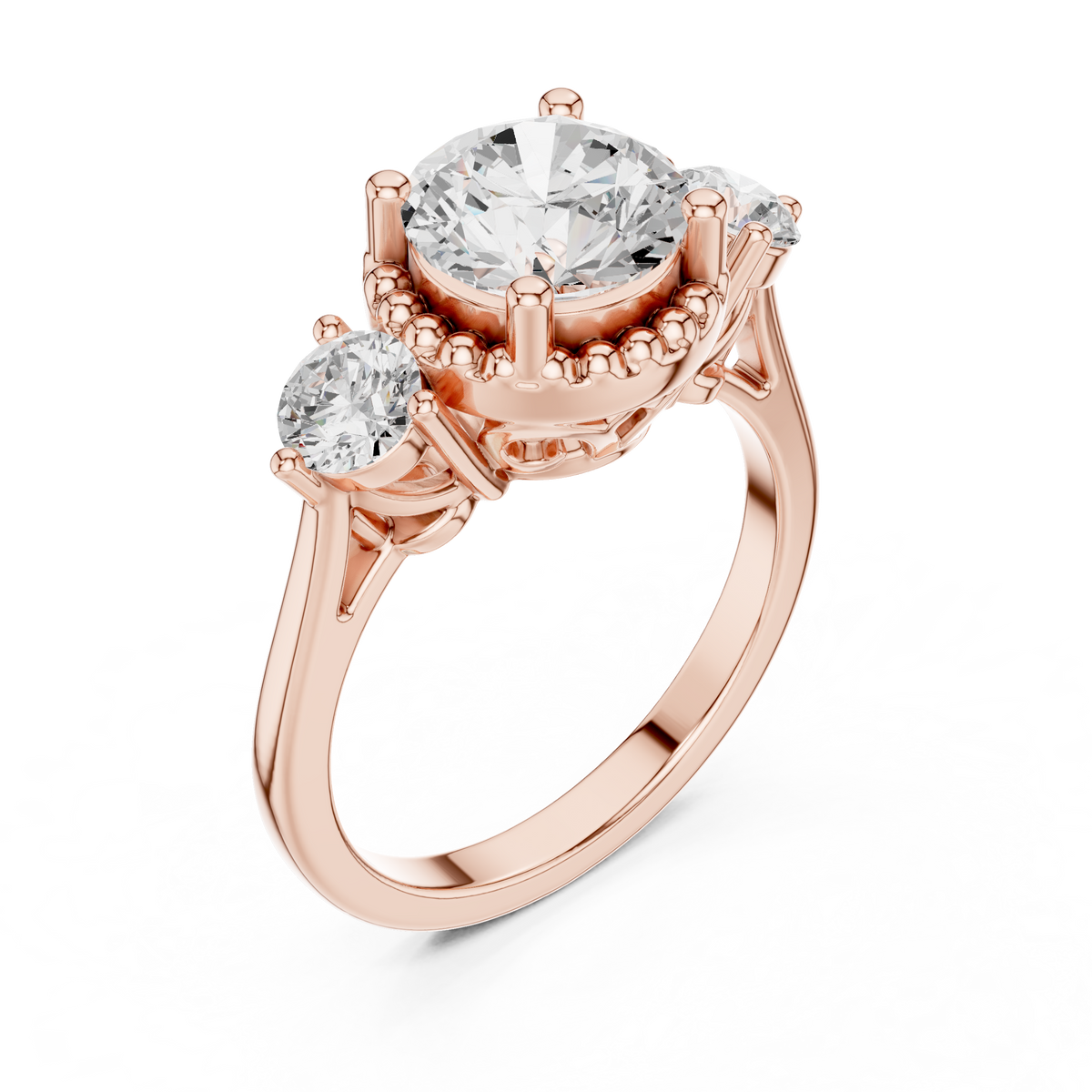 Round Three Stone Lab Grown Diamond Engagement Ring