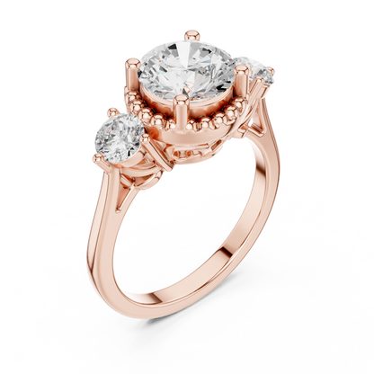 Round Three Stone Lab Grown Diamond Engagement Ring