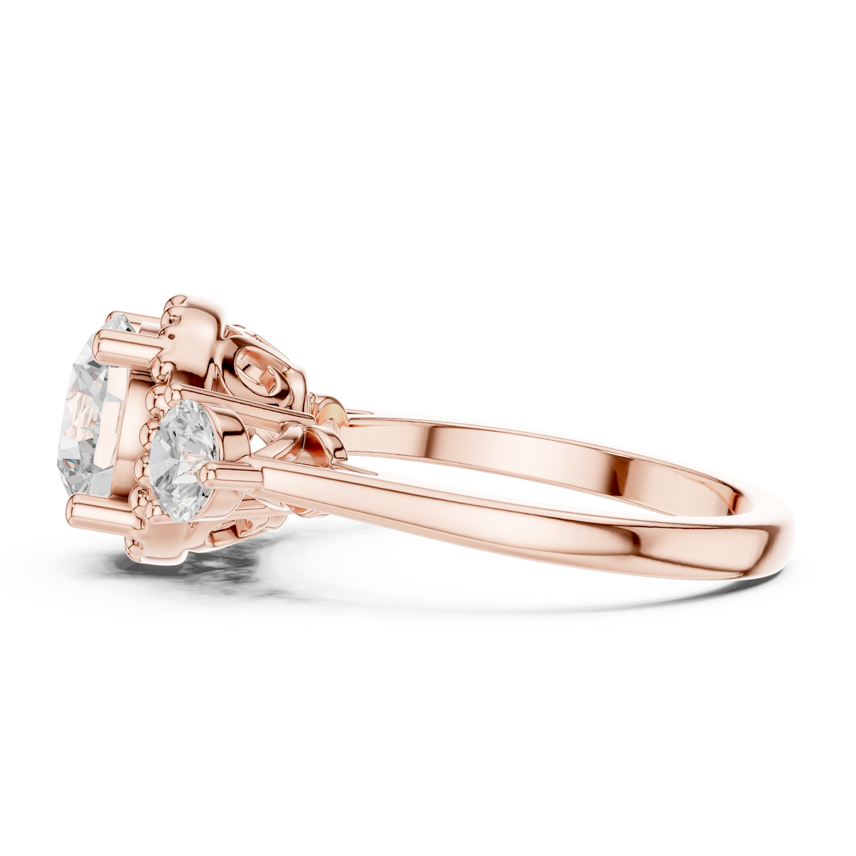 Round Three Stone Lab Grown Diamond Engagement Ring