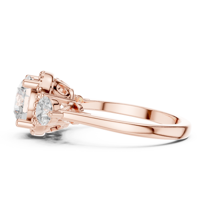 Round Three Stone Lab Grown Diamond Engagement Ring
