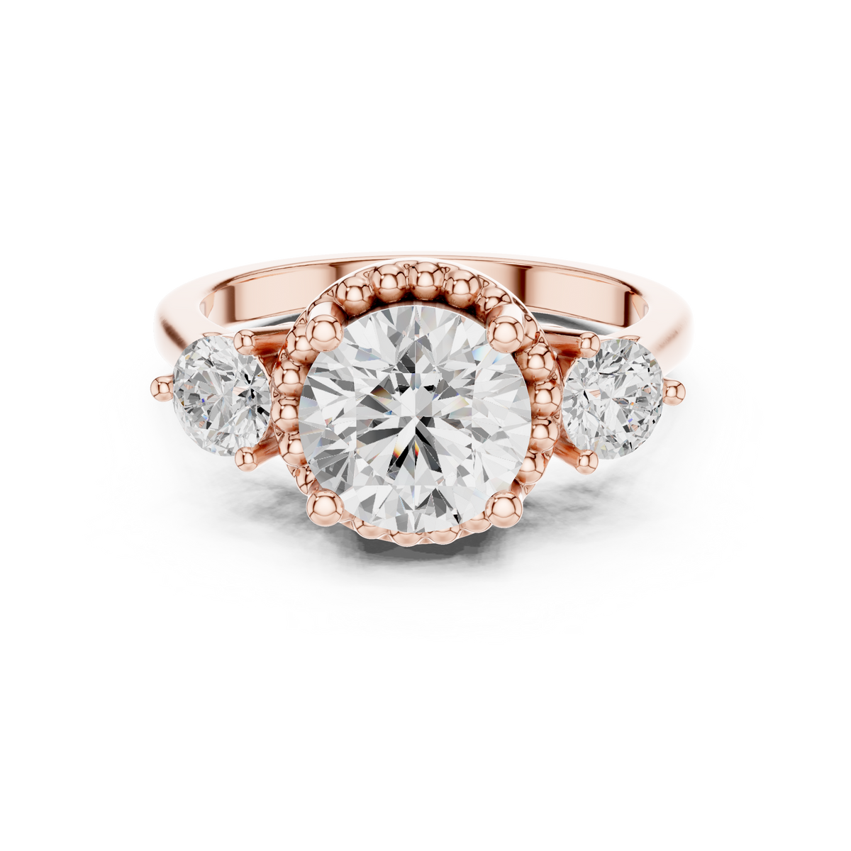 Round Three Stone Lab Grown Diamond Engagement Ring