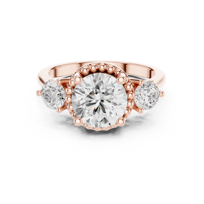 Round Three Stone Lab Grown Diamond Engagement Ring