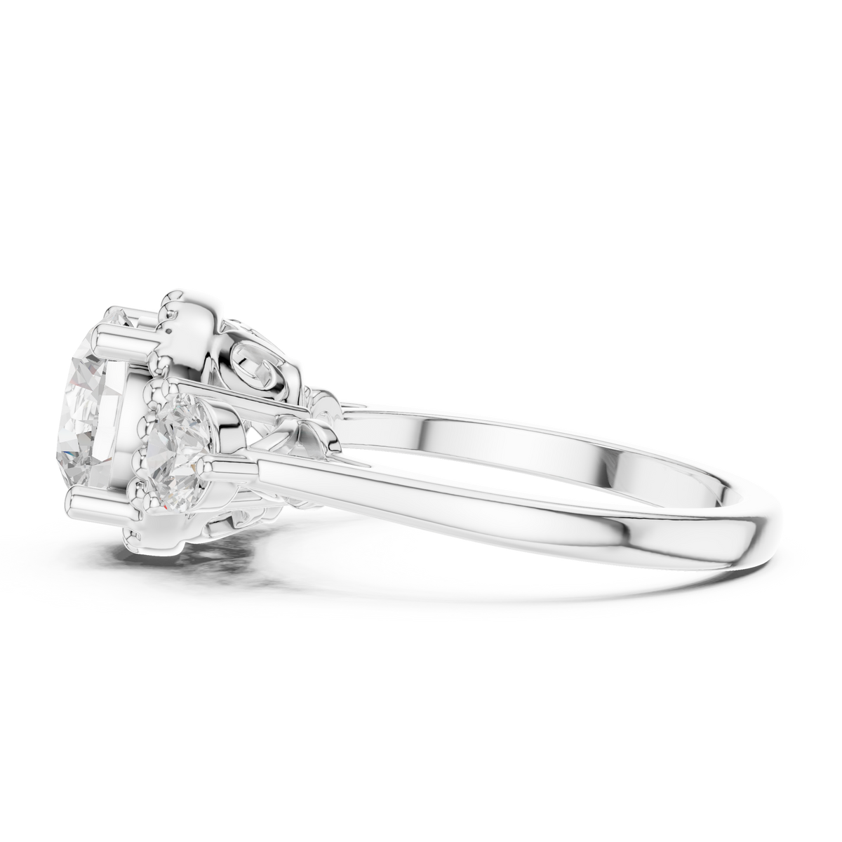 Round Three Stone Lab Grown Diamond Engagement Ring