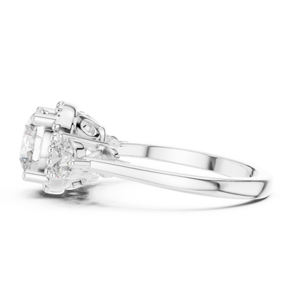 Round Three Stone Lab Grown Diamond Engagement Ring