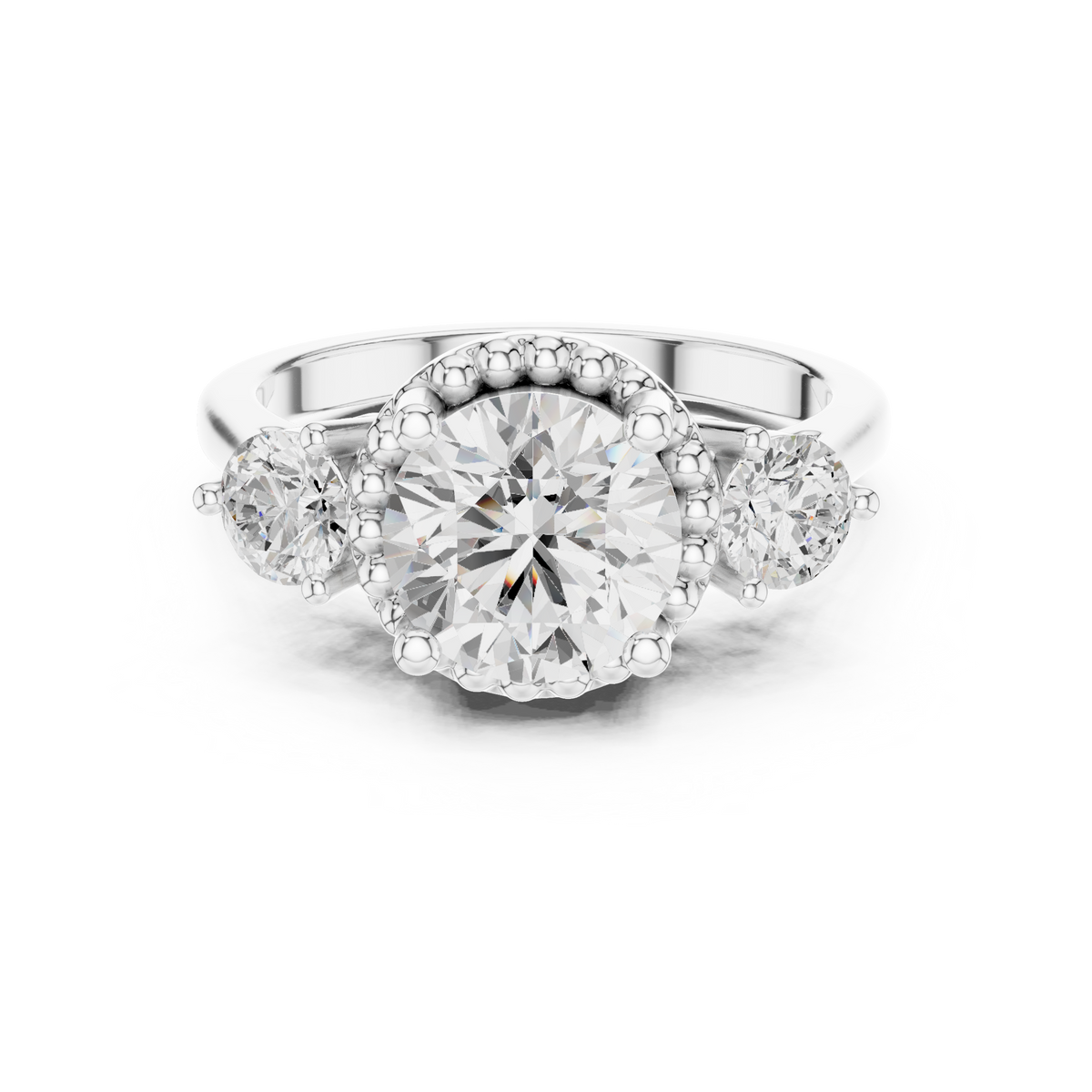 Round Three Stone Lab Grown Diamond Engagement Ring