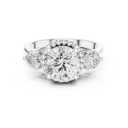 Round Three Stone Lab Grown Diamond Engagement Ring