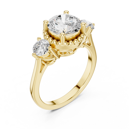 Round Three Stone Lab Grown Diamond Engagement Ring