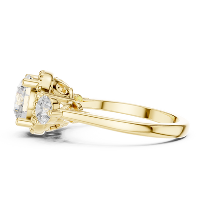 Round Three Stone Lab Grown Diamond Engagement Ring