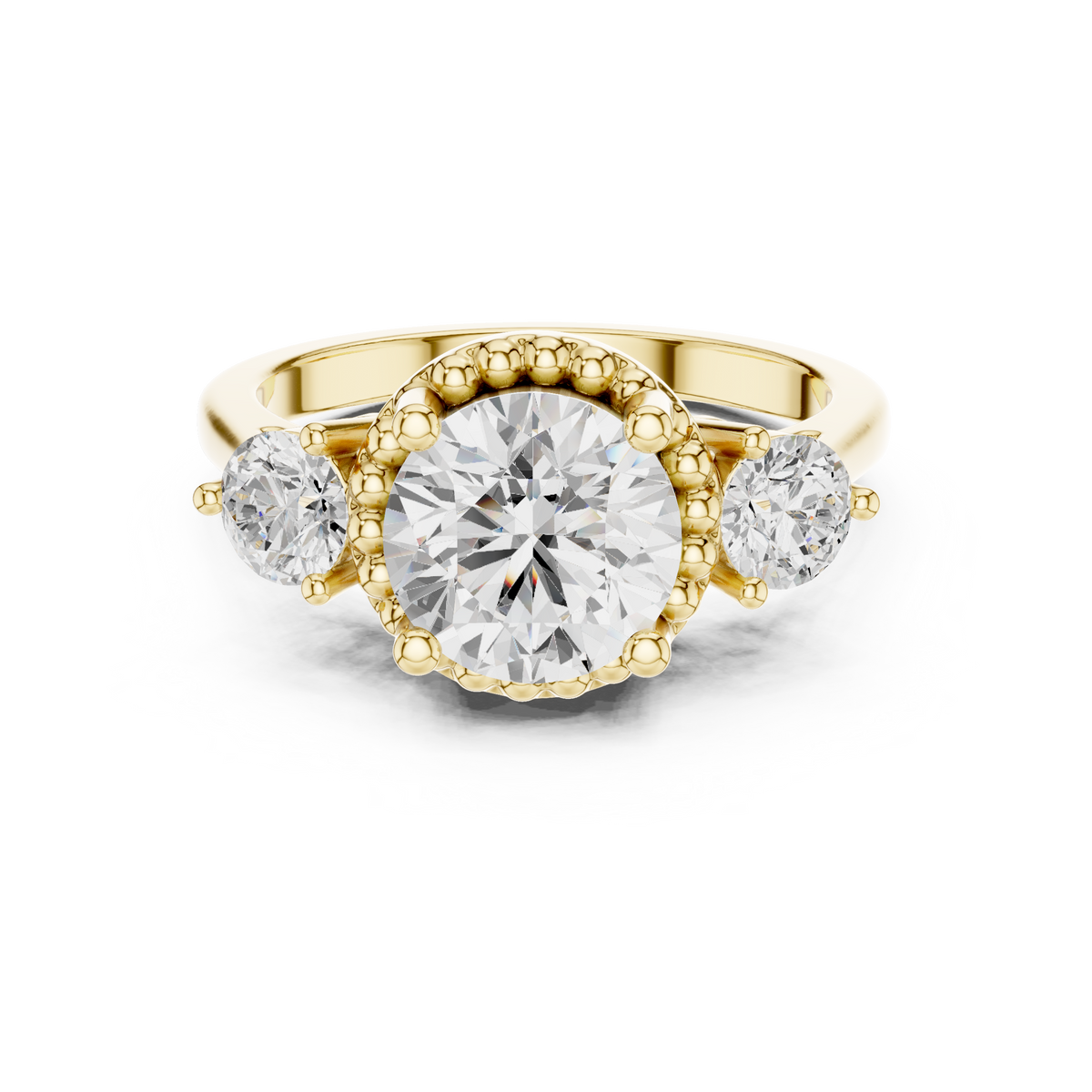 Round Three Stone Lab Grown Diamond Engagement Ring