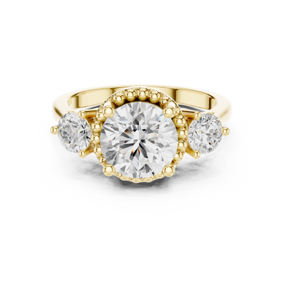 Round Three Stone Lab Grown Diamond Engagement Ring