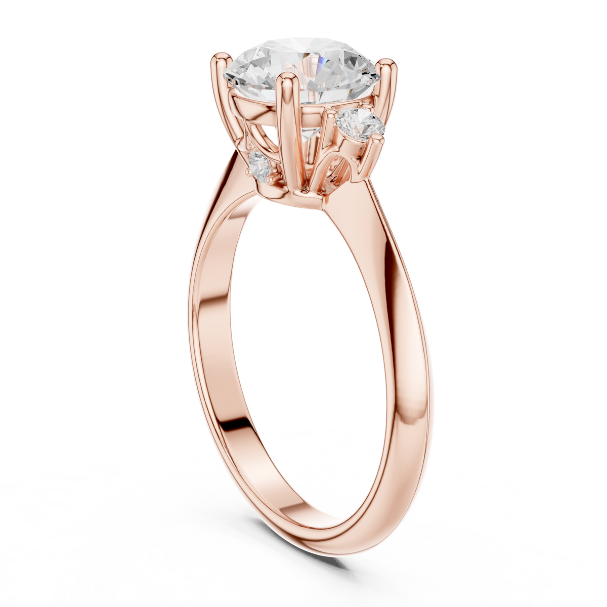 Round Three Stone Lab Grown Diamond Engagement Ring