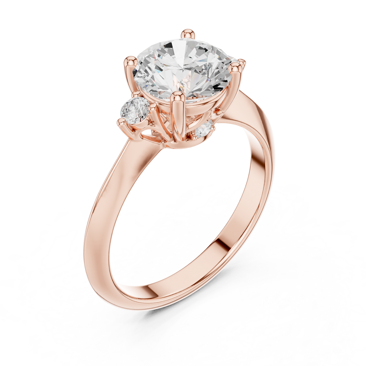 Round Three Stone Lab Grown Diamond Engagement Ring