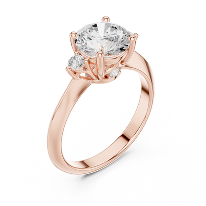 Round Three Stone Lab Grown Diamond Engagement Ring