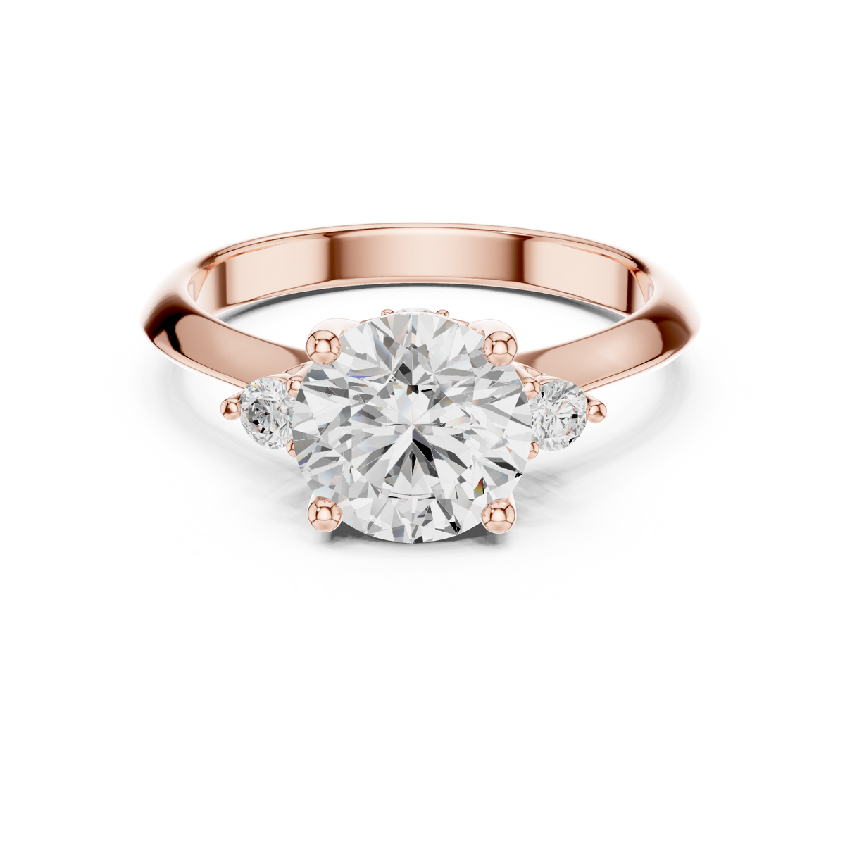 Round Three Stone Lab Grown Diamond Engagement Ring