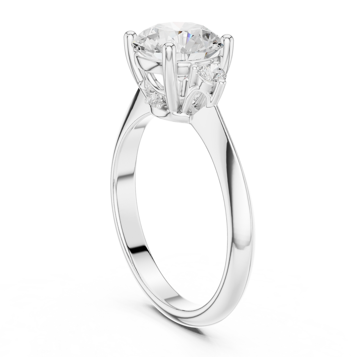 Round Three Stone Lab Grown Diamond Engagement Ring